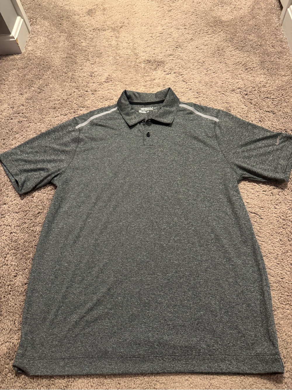 Nike Men's Dark Gray Heather Athletic Polo with Light Gray Accents